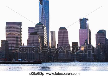 Manhattan waterfront at dusk, New York City, USA View Large Photo Image Stock Photography - Manhattan waterfront at dusk, New York City, USA. Fotosearch