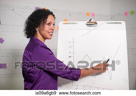 Stock Photo - Mature woman giving presentation. Fotosearch