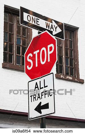 Picture - Three road signs. Fotosearch