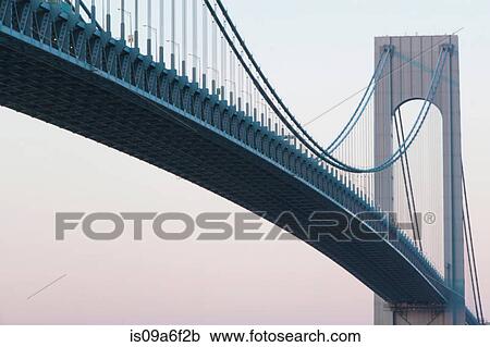 Verrazano-narrows bridge at sunrise, New York City, USA View Large Photo Image Stock Image - Verrazano-narrows bridge at sunrise, New York City, USA. Fotosearch