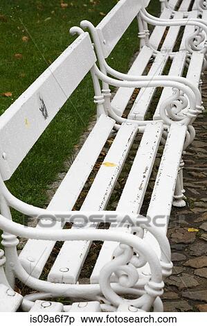 White park benches View Large Photo Image Stock Photography - White park benches. Fotosearch