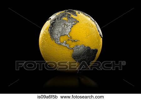 Yellow and black globe North and South America View Large Photo Image Stock Image - Yellow and black globe North and South America. Fotosearch