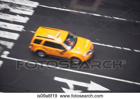 Stock Photo - Yellow taxi cab, New York City, USA. Fotosearch