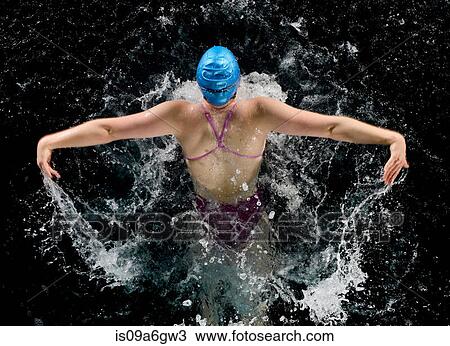 Young woman doing butterfly stroke in swimming pool View Large Photo Image Stock Image - Young woman doing butterfly stroke in swimming pool. Fotosearch