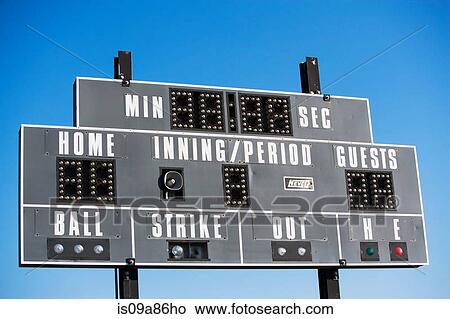 Baseball scoreboard against blue sky View Large Photo Image Picture - Baseball scoreboard against blue sky. Fotosearch