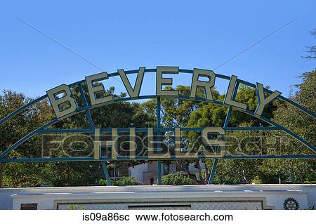 Beverly Hills entrance sign View Large Photo Image Stock Image - Beverly Hills entrance sign. Fotosearch