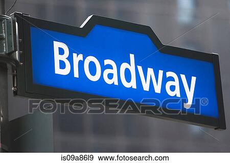 Broadway street sign, New York City, USA View Large Photo Image Stock Photo - Broadway street sign, New York City, USA. Fotosearch