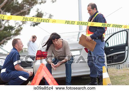 Picture - Car accident scene. Fotosearch