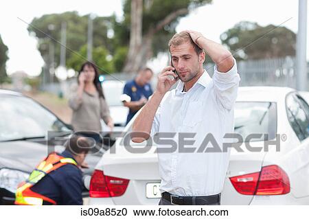 Stock Image - Car accident scene. Fotosearch