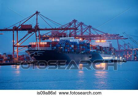 Cargo ship at Seattle harbour, USA View Large Photo Image Stock Image - Cargo ship at Seattle harbour, USA. Fotosearch