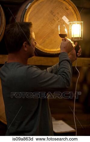 Checking wine aging in barrels View Large Photo Image Stock Image - Checking wine aging in barrels. Fotosearch