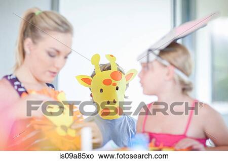 Children's mask making party View Large Photo Image Picture - Children's mask making party. Fotosearch