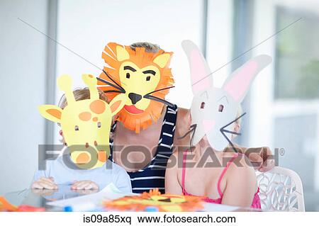 Stock Photography - Children's mask making party. Fotosearch