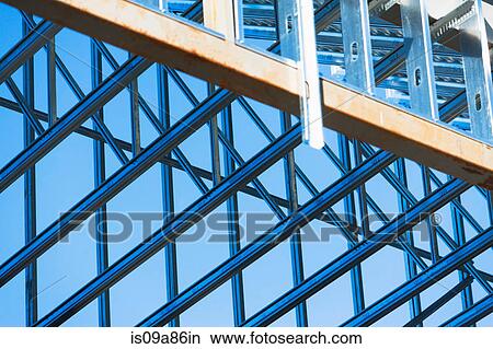 Picture - Close up of steel girders on construction frame. Fotosearch