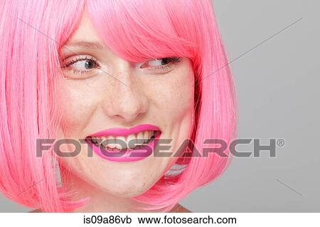 Close up of teenage girl with pink hair View Large Photo Image Stock Image - Close up of teenage girl with pink hair. Fotosearch