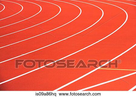 Stock Photography - Curved athletic track in sportsground. Fotosearch