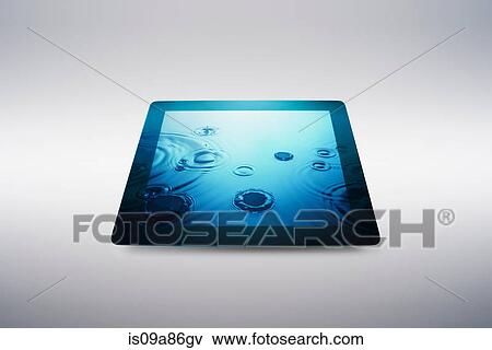 Digital tablet with water drop effect on screen View Large Photo Image Stock Photo - Digital tablet with water drop effect on screen. Fotosearch