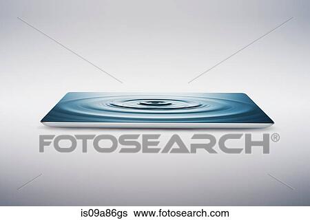Digital tablet with water ripple on screen View Large Photo Image Stock Photograph - Digital tablet with water ripple on screen. Fotosearch