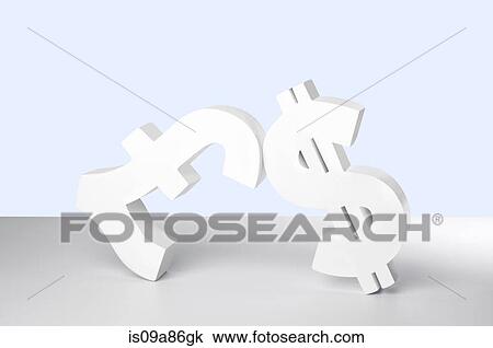 Stock Image - Dollar and Pound signs on white background. Fotosearch