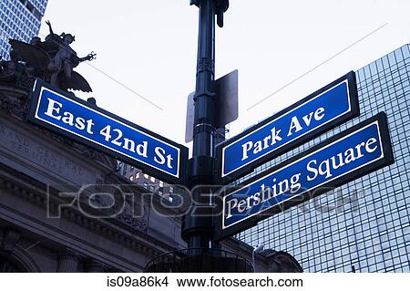 Picture - East 42nd St and Park Ave street signs, New York City, USA. Fotosearch