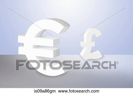 Euro and Pound signs on blue background View Large Photo Image Picture - Euro and Pound signs on blue background. Fotosearch