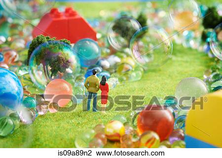 Figurines Pretend Grass With Marbles Stock Image Is09a89n2