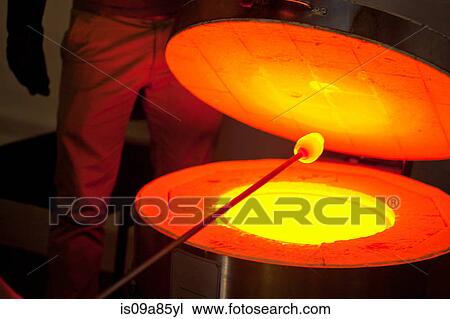 Stock Image - Furnace in glass factory. Fotosearch