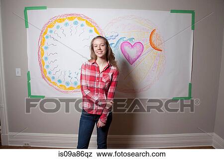 Girl standing in front of mural View Large Photo Image Stock Photo - Girl standing in front of mural. Fotosearch