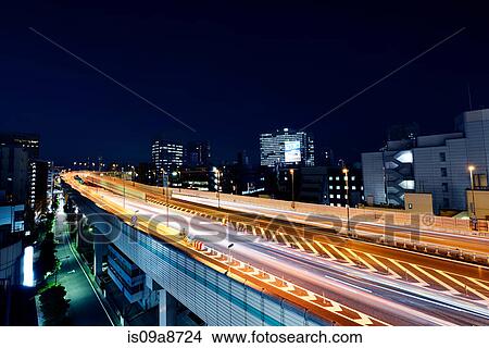 Highway at night, Ninhonbashi, Tokyo, Japan View Large Photo Image Picture - Highway at night, Ninhonbashi, Tokyo, Japan. Fotosearch