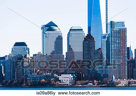 Stock Photo - Hudson River and New York City skyline, USA. Fotosearch