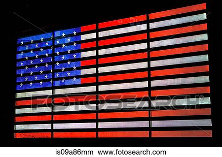 Illuminated American flag, New York, USA View Large Photo Image Picture - Illuminated American flag, New York, USA. Fotosearch