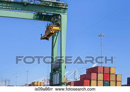 Stock Photography - Overhead crane at the Port of Los Angeles, California, USA. Fotosearch