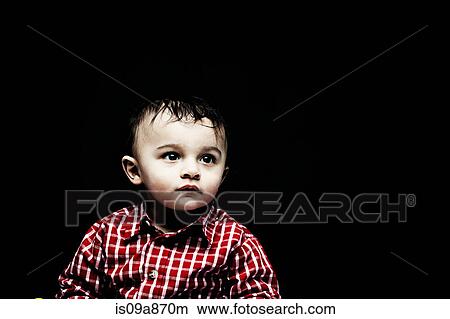 Portrait of baby boy wearing checked shirt View Large Photo Image Picture - Portrait of baby boy wearing checked shirt. Fotosearch