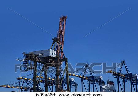 Stock Image - Shipping cranes at the Port of Los Angeles, California, USA. Fotosearch