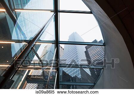Stock Photography - Skyscrapers from subway entrance, New York City, USA. Fotosearch