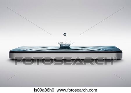 Smart phone with water crown droplet and ripple on screen View Large Photo Image Stock Image - Smart phone with water crown droplet and ripple on screen. Fotosearch