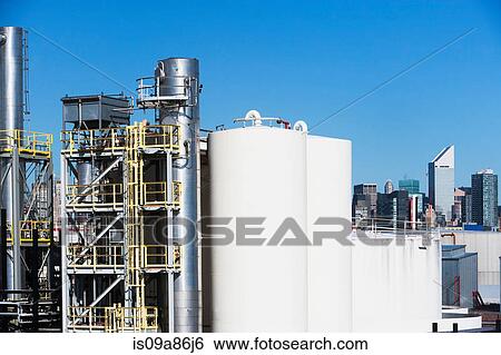 Stock Photograph - Storage tanks of oil refinery. Fotosearch