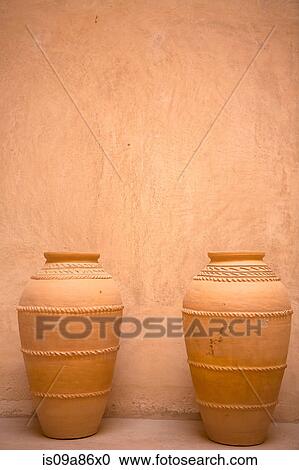 Stock Image - Terracotta pots in Jabrin Castle, Oman. Fotosearch