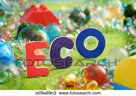The word Eco on pretend grass with marbles View Large Photo Image Stock Image - The word Eco on pretend grass with marbles. Fotosearch