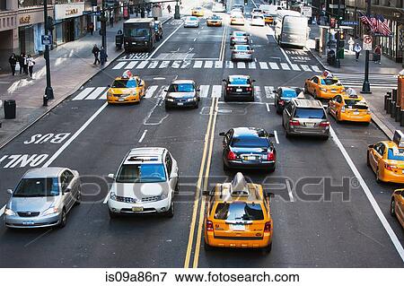 Traffic on 42nd Street New York, USA View Large Photo Image Stock Photo - Traffic on 42nd Street New York, USA. Fotosearch