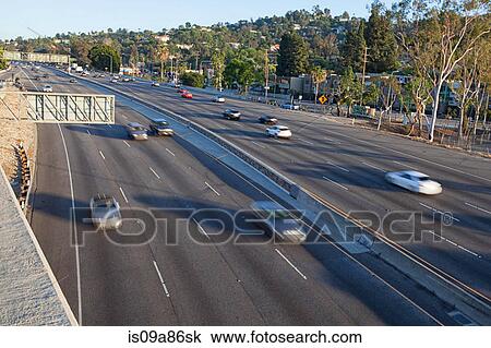 Traffic on highway in Los Angeles, California, USA View Large Photo Image Stock Image - Traffic on highway in Los Angeles, California, USA. Fotosearch