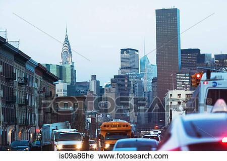Traffic on highway into Manhattan, New York, USA View Large Photo Image Stock Image - Traffic on highway into Manhattan, New York, USA. Fotosearch