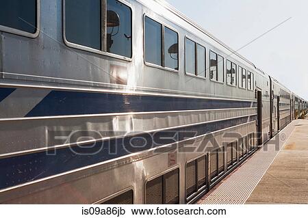Stock Image - Train at platform in New York City, USA. Fotosearch