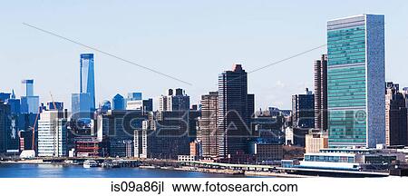 Stock Image - United Nations building in New York city. Fotosearch