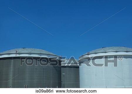 Stock Image - Water towers at the Port of Los Angeles, California, USA. Fotosearch