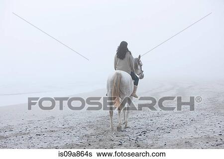 Woman riding horse on beach View Large Photo Image Stock Photograph - Woman riding horse on beach. Fotosearch
