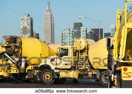 Yellow cement trucks in New York City, USA View Large Photo Image Stock Image - Yellow cement trucks in New York City, USA. Fotosearch