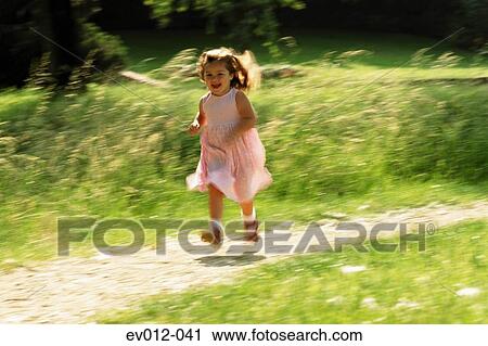 Stock Image - Girl running. Fotosearch