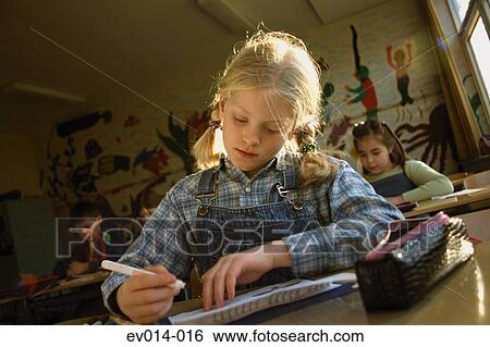 Girl in class View Large Photo Image Stock Photograph - Girl in class. Fotosearch