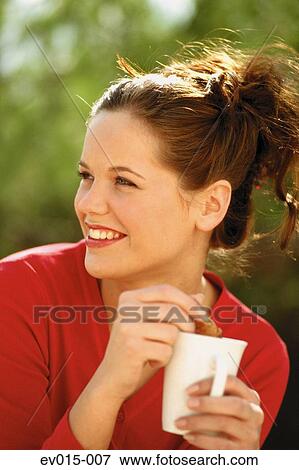 Girl drinking coffee View Large Photo Image Stock Photo - Girl drinking coffee. Fotosearch